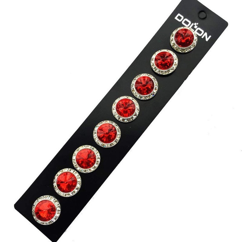 DOLON 4 Pairs 15mm Rhinestone Round Shaped Acrylic Stone Inside Crystal Ear Studs For Dance Competitions Stage Performance Bridal Party Earrings Jewelry Red - Image 2